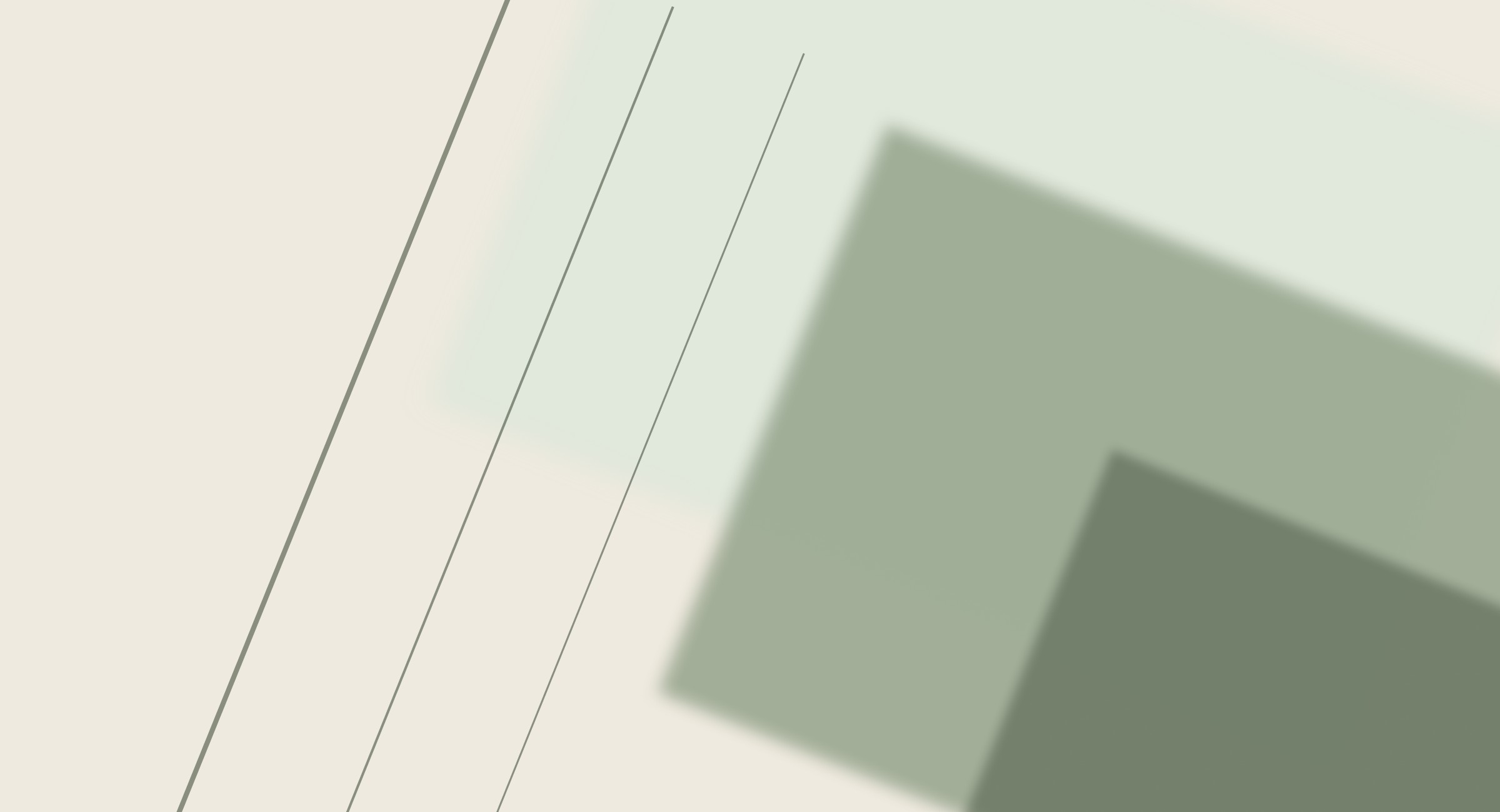 An abstract composition of angled planes in sage and cream.