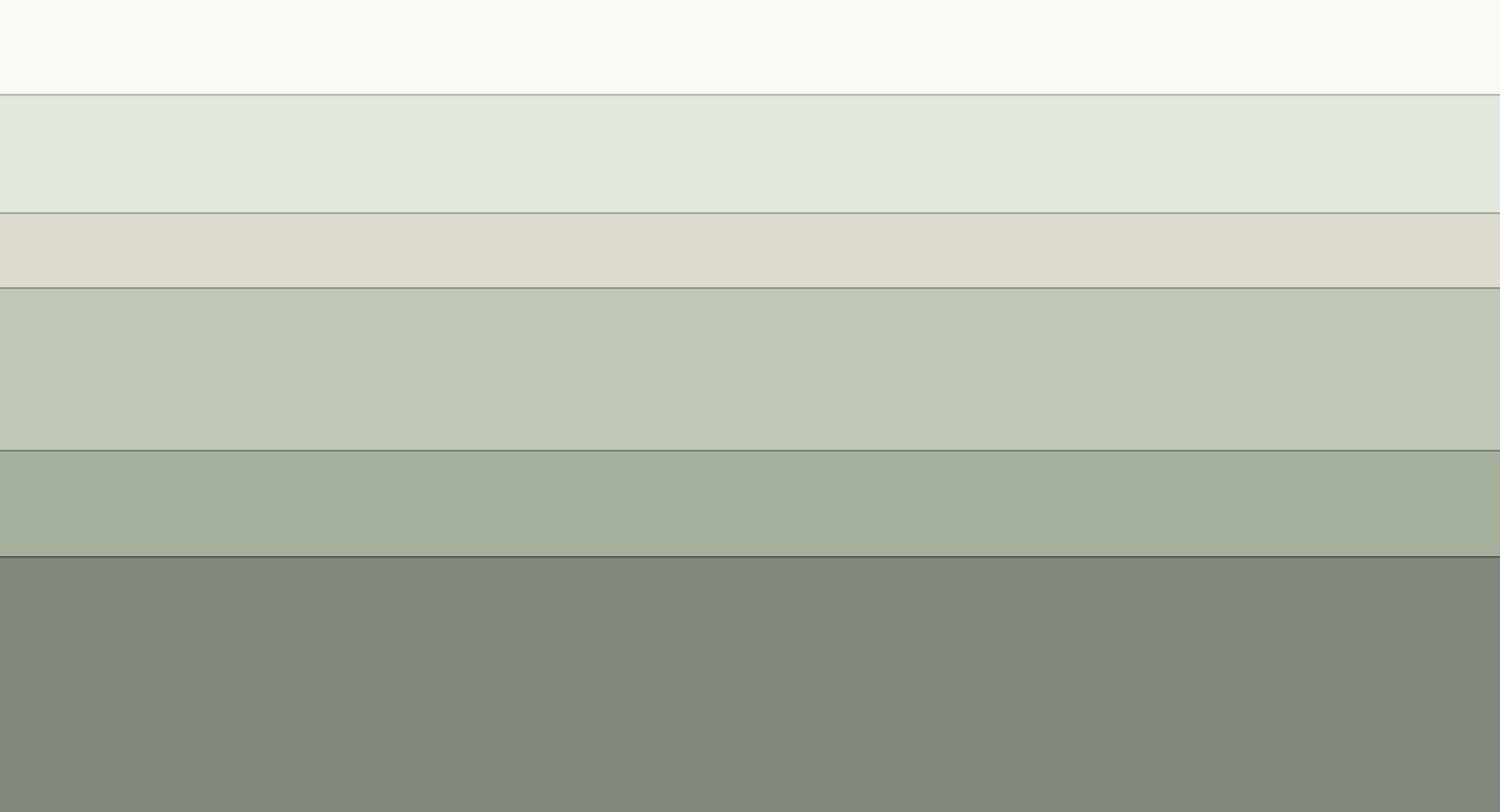 Horizontal bands of cream, stone and sage, stacked.