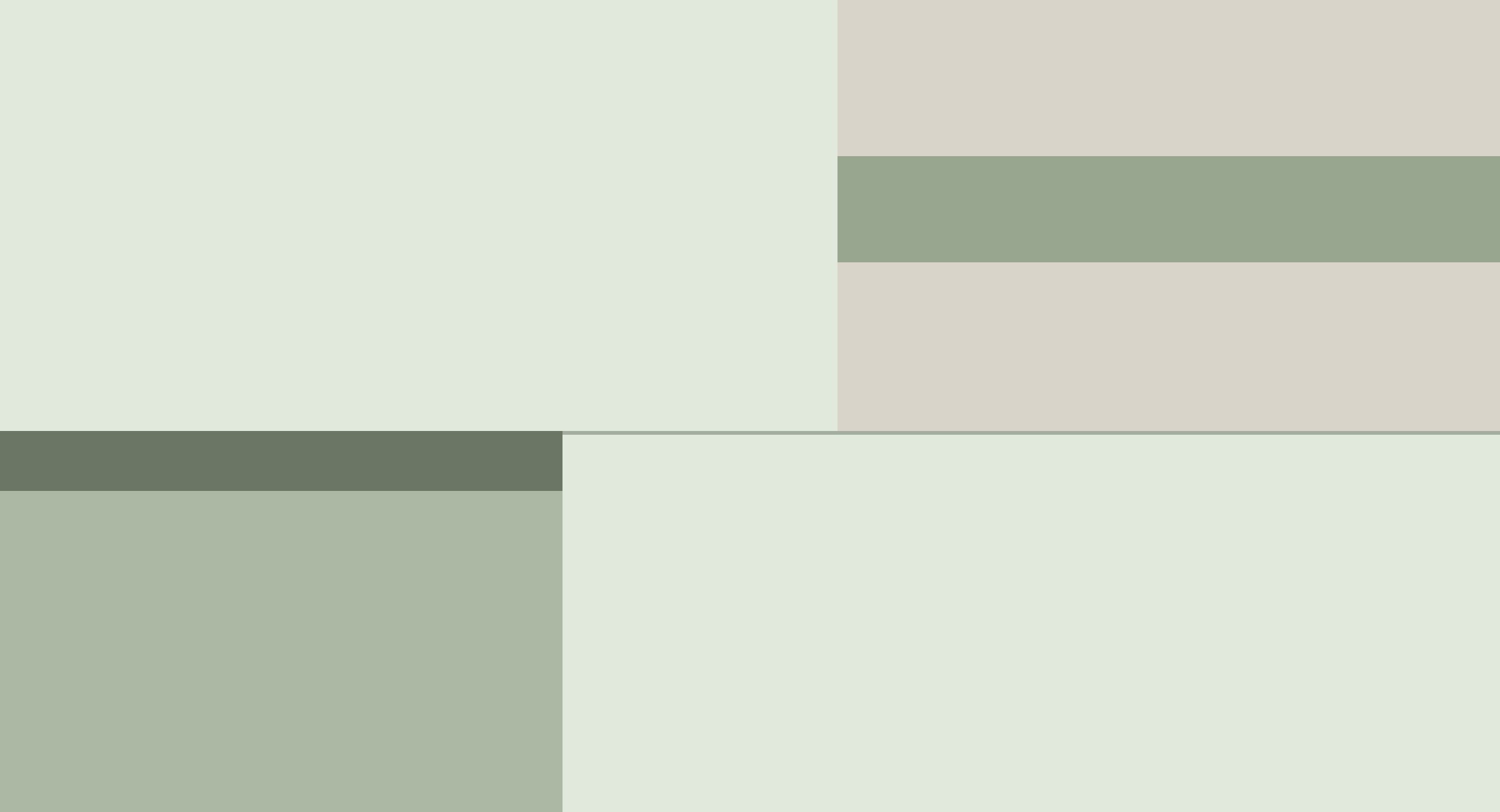 Blocks of cream, stone and pale green in an uneven grid.