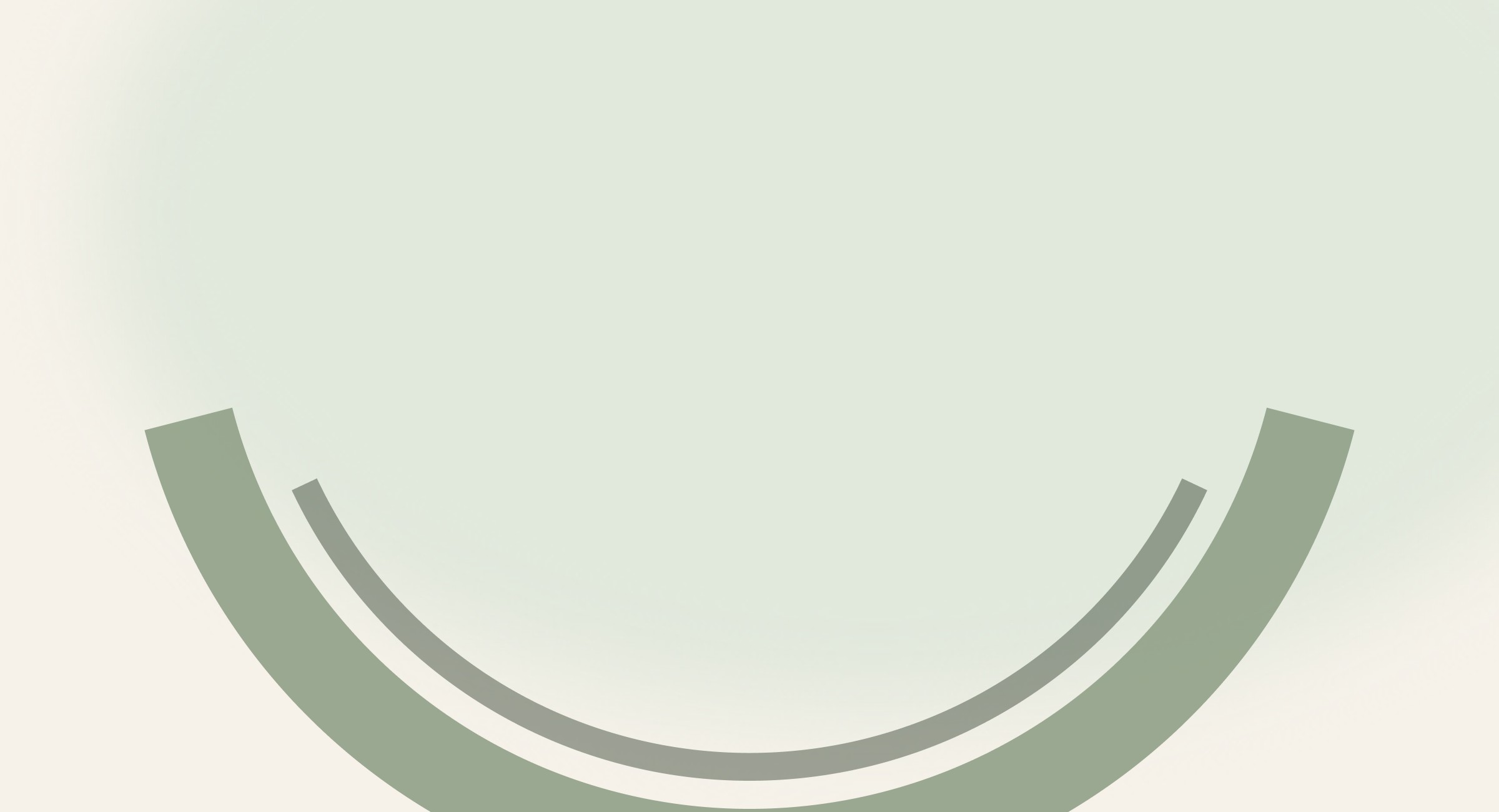 A single wide arc in sage on a pale ground.